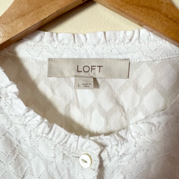 LOFT White Ruffled Button-Up Blouse - Picture 5 of 11